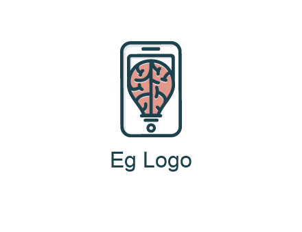 line art brain in smartphone
