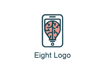 line art brain in smartphone