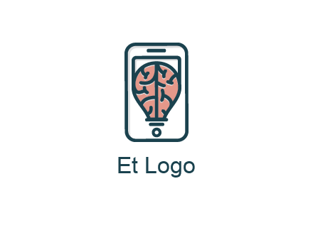 line art brain in smartphone