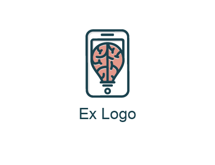 line art brain in smartphone