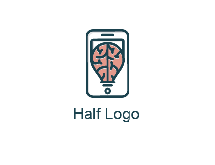 line art brain in smartphone