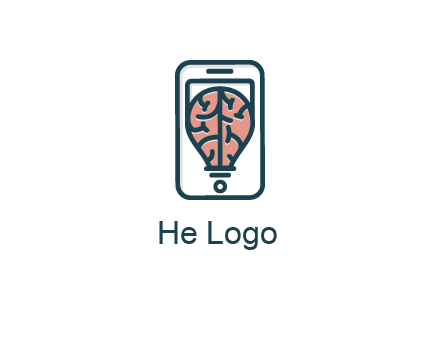 line art brain in smartphone