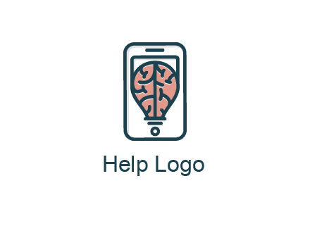 line art brain in smartphone
