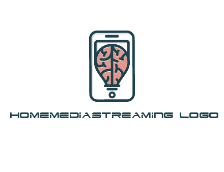 line art brain in smartphone