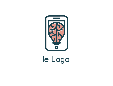 line art brain in smartphone