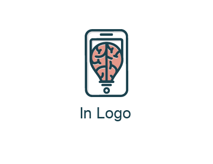 line art brain in smartphone