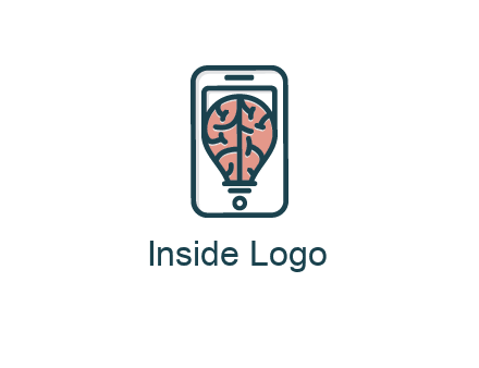 line art brain in smartphone
