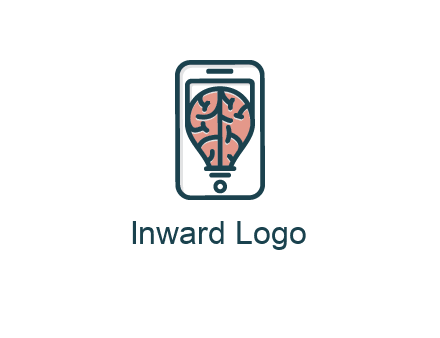 line art brain in smartphone