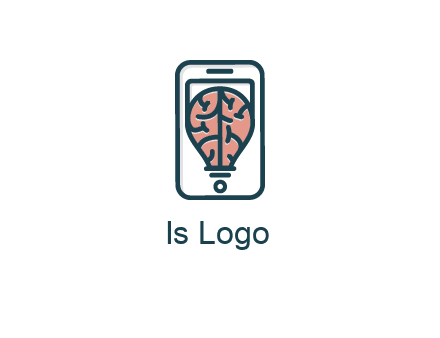line art brain in smartphone