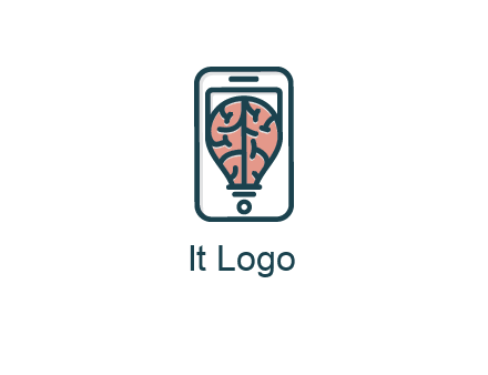 line art brain in smartphone