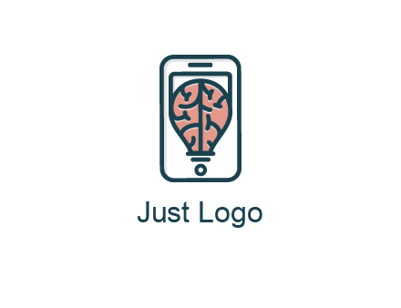 line art brain in smartphone