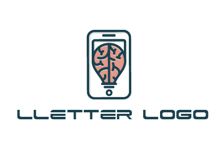 line art brain in smartphone