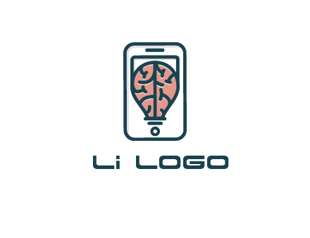 line art brain in smartphone