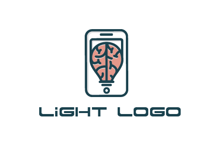 line art brain in smartphone