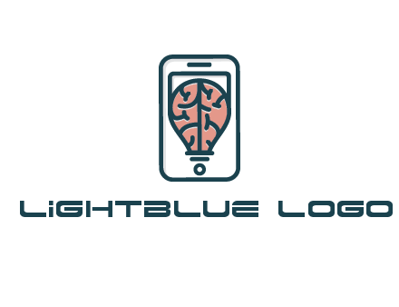 line art brain in smartphone
