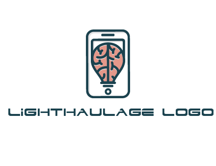 line art brain in smartphone