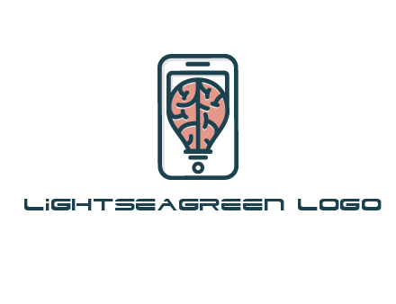 line art brain in smartphone