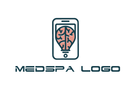 line art brain in smartphone