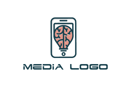 line art brain in smartphone