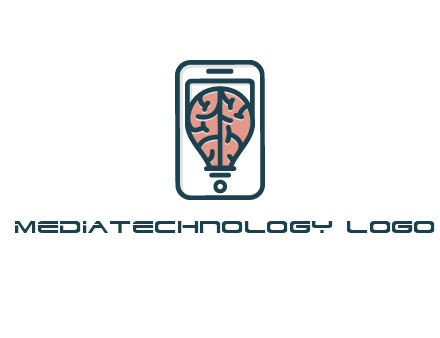 line art brain in smartphone