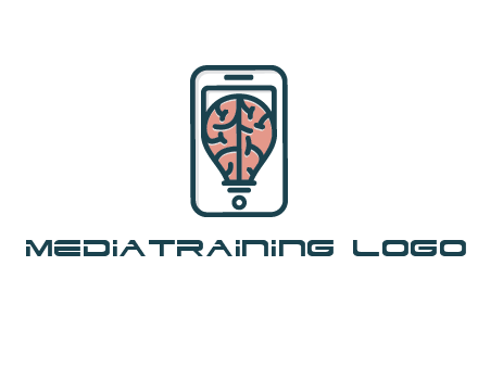 line art brain in smartphone