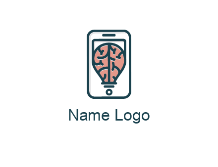 line art brain in smartphone