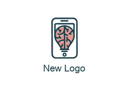 line art brain in smartphone