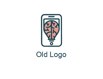line art brain in smartphone