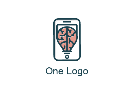 line art brain in smartphone