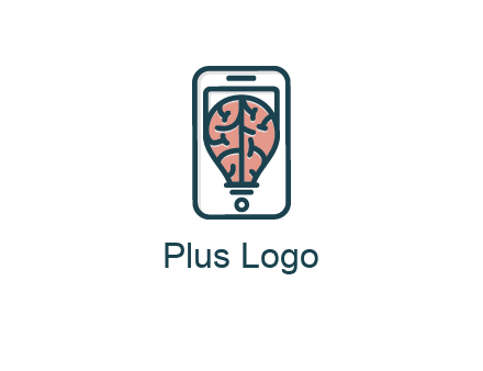 line art brain in smartphone