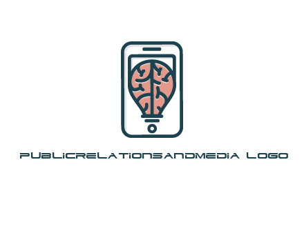 line art brain in smartphone