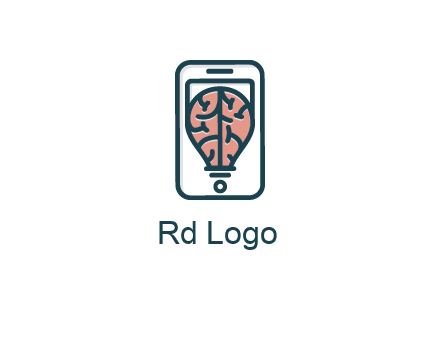 line art brain in smartphone