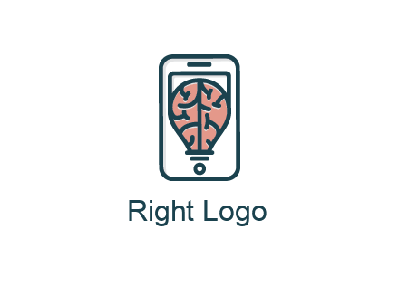 line art brain in smartphone
