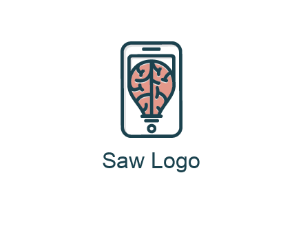 line art brain in smartphone