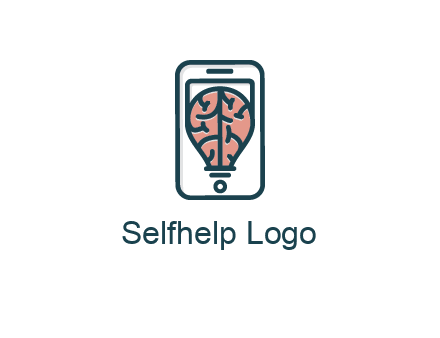 line art brain in smartphone