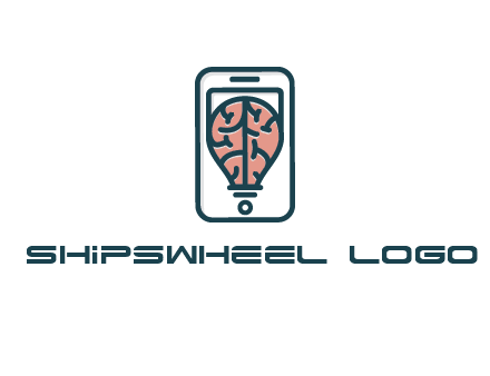 line art brain in smartphone