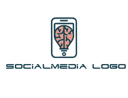 line art brain in smartphone