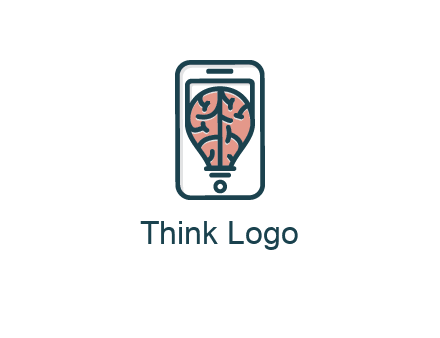 line art brain in smartphone
