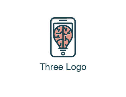 line art brain in smartphone