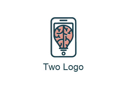 line art brain in smartphone