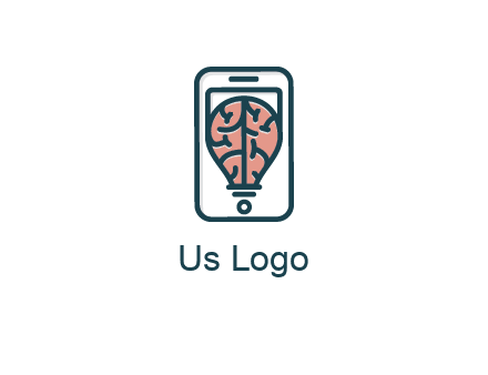 line art brain in smartphone