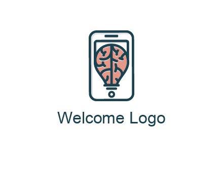 line art brain in smartphone