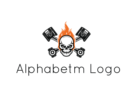 pistons behind skull on fire