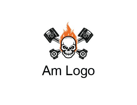 pistons behind skull on fire
