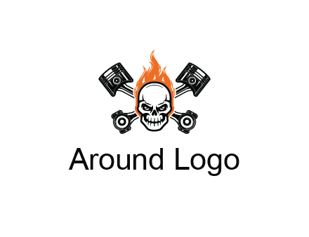 pistons behind skull on fire