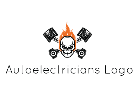 pistons behind skull on fire