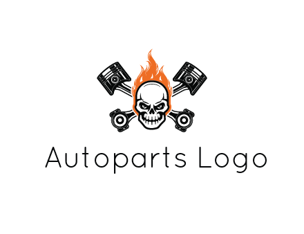 pistons behind skull on fire