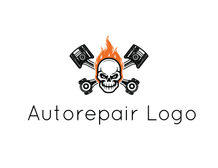 pistons behind skull on fire