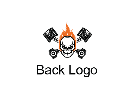 pistons behind skull on fire