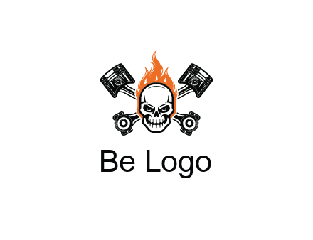 pistons behind skull on fire
